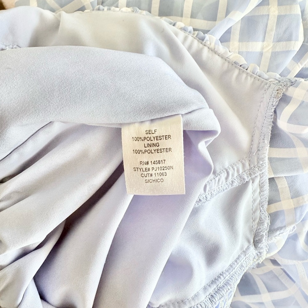 Light Blue Plaid Smocked Mini Romper, Size Small - Picture 9 of 11